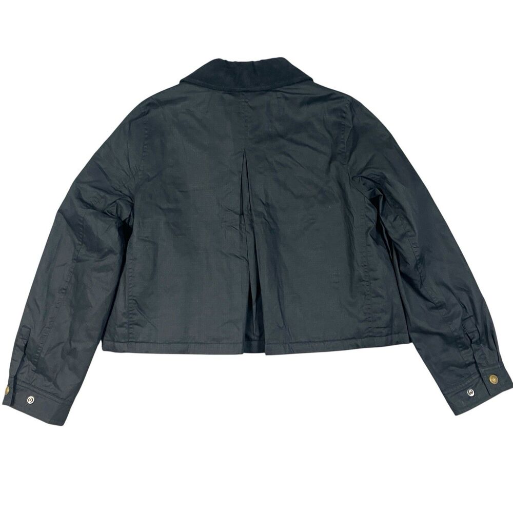 J Crew Barn Jacket Cropped WMNS XS Black Ripstop Cotton Corduroy Primaloft CN056 - Picture 9 of 16